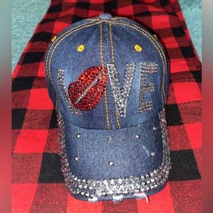 Denim “LOVE” Studded Baseball Cap